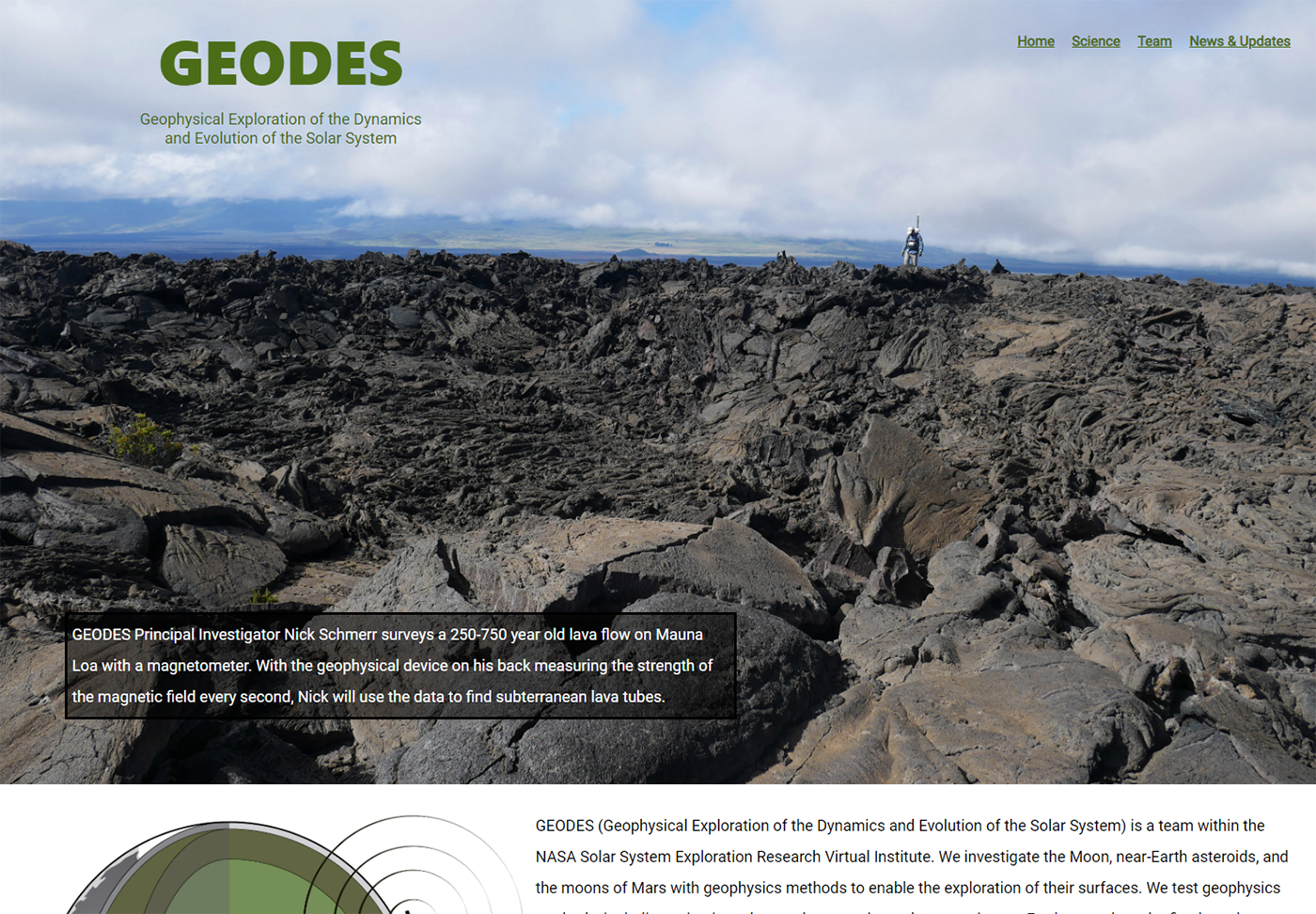 GEODES Webpage Screenshot