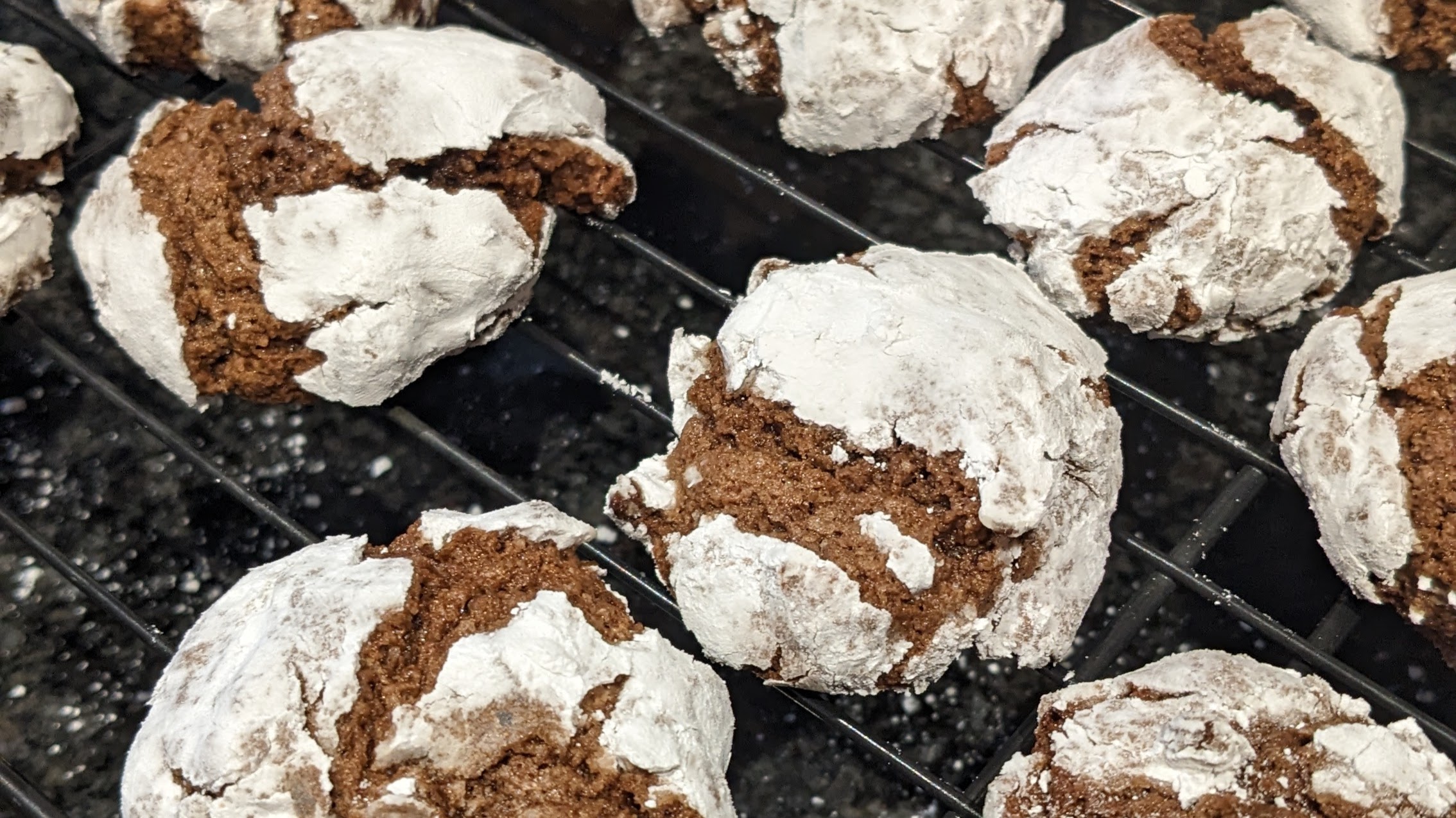 Landscape photo of chocolate crinkle cookies